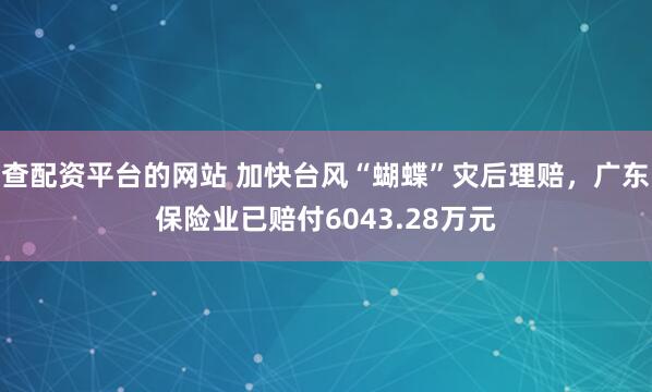 查配资平台的网站 加快台风“蝴蝶”灾后理赔，广东保险业已赔付6043.28万元